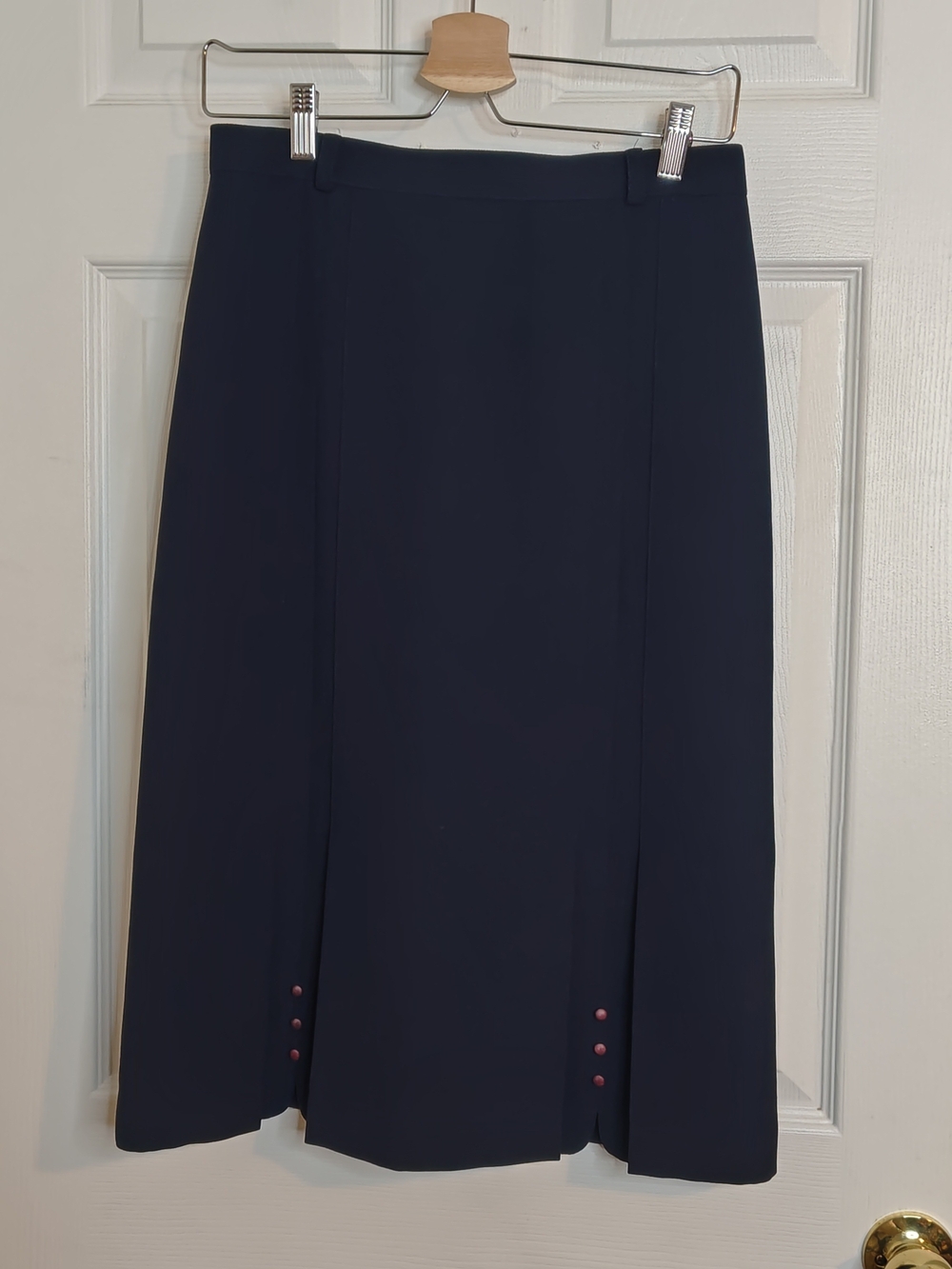 High Sense Japan Vintage Navy Blue Panelled Midi Skirt Button Accents Size S/M